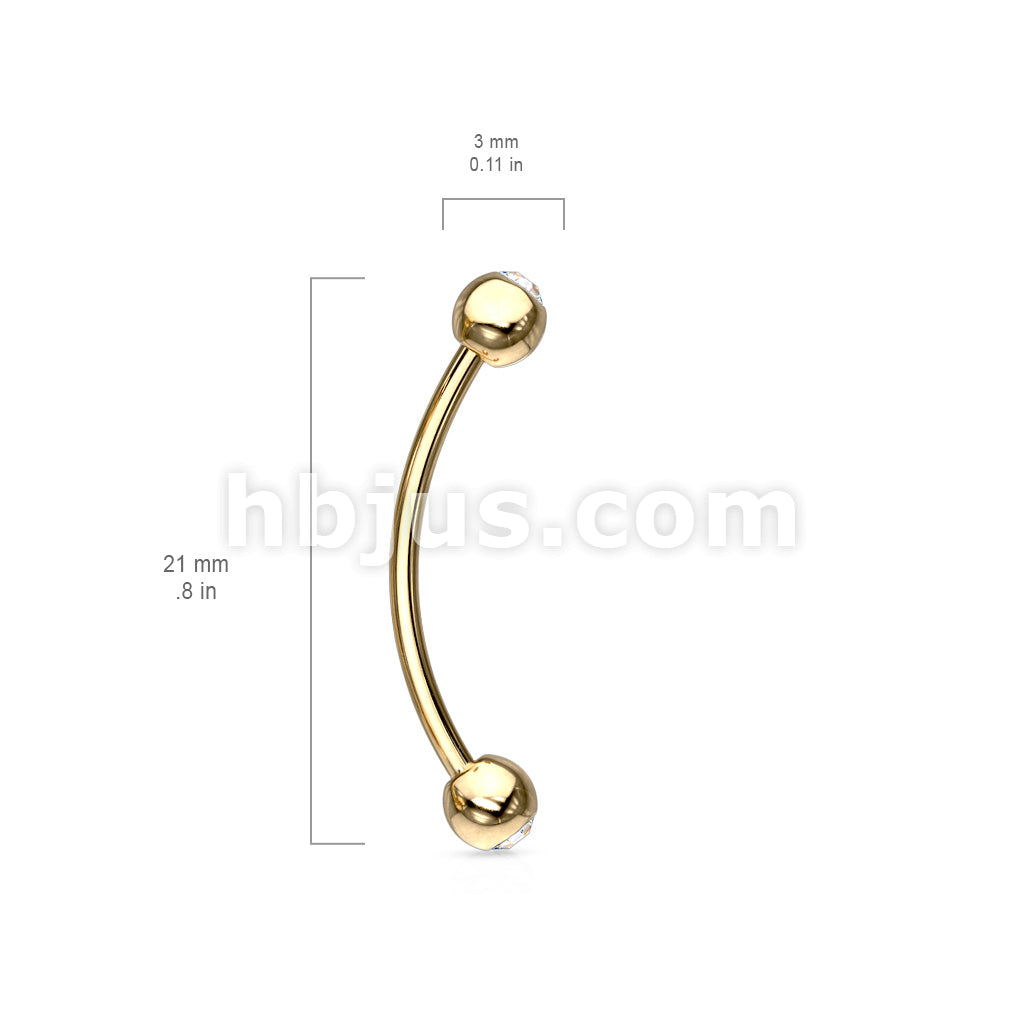 316L Surgical Steel Curved Barbell with Gemmed Ends for Snake Eye... - Image 10
