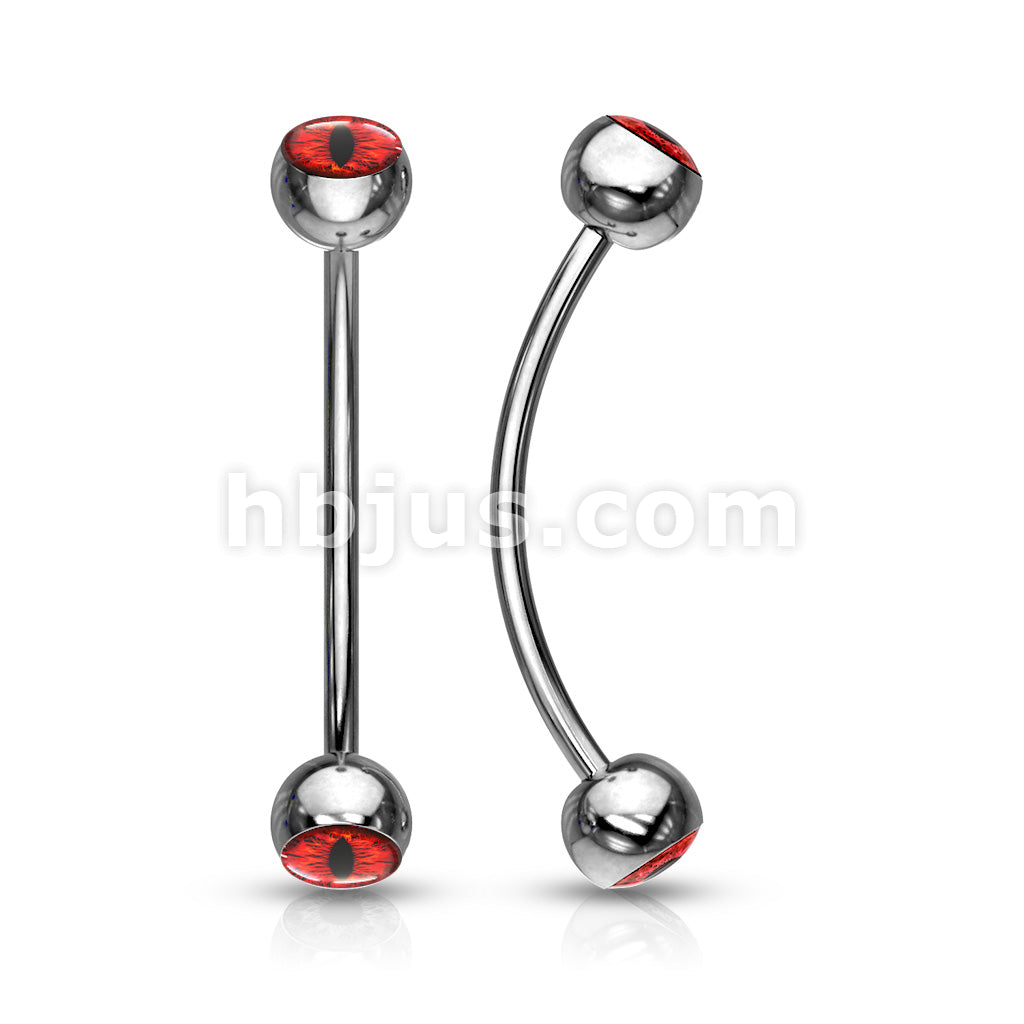 316L Surgical Steel Curved Barbell with Snake Eye Inlaid Ball Ends for... - Image 5