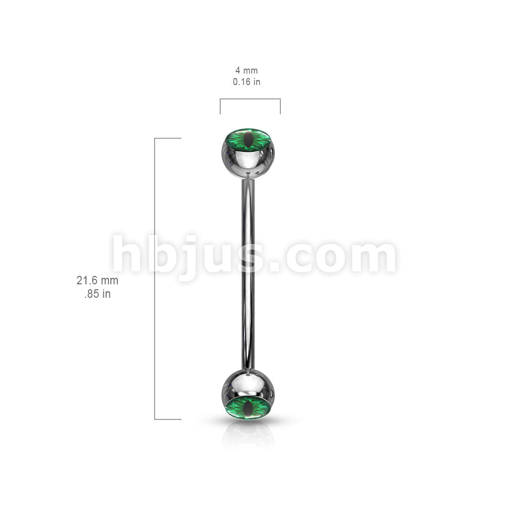 316L Surgical Steel Curved Barbell with Snake Eye Inlaid Ball Ends for... - Image 6