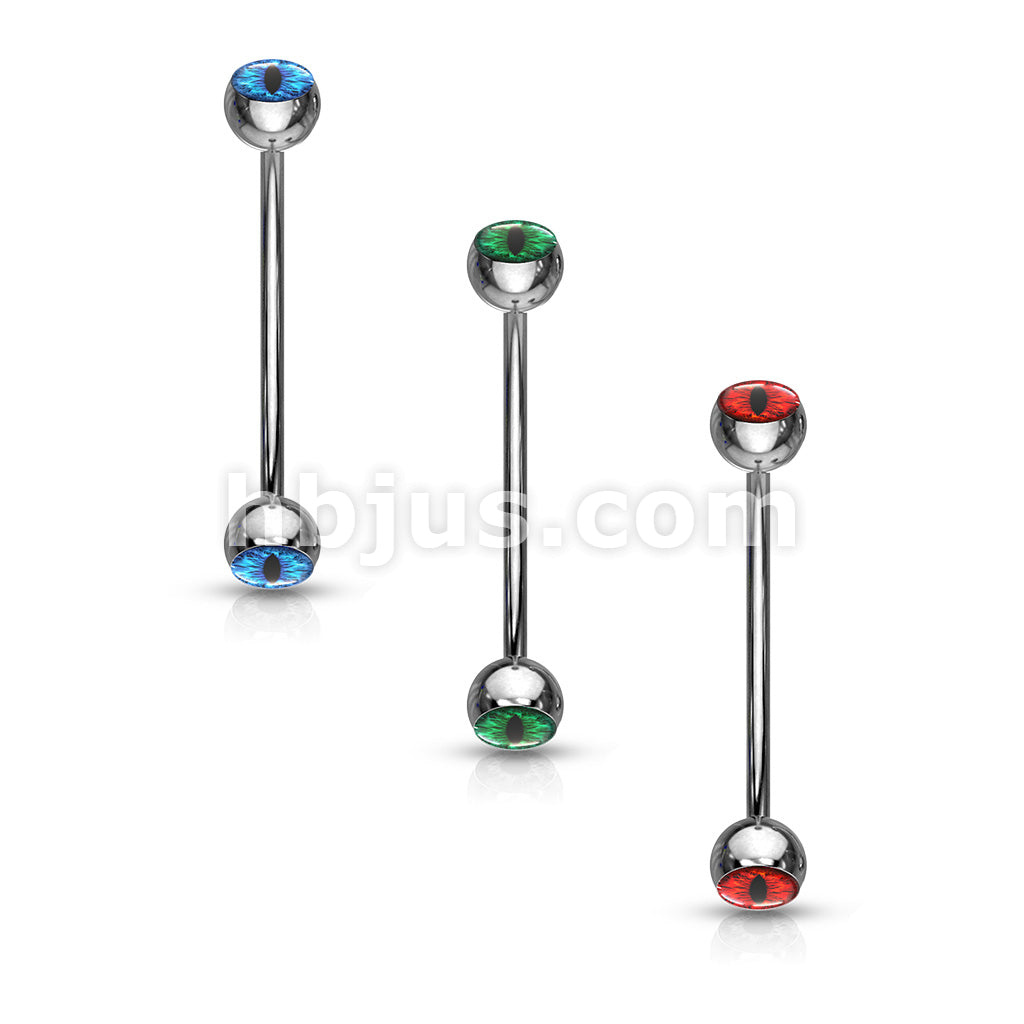 316L Surgical Steel Curved Barbell with Snake Eye Inlaid Ball Ends for... - Image 7