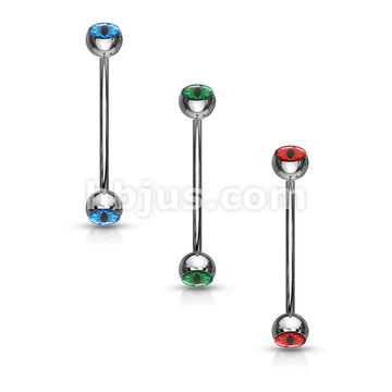 316L Surgical Steel Curved Barbell with Snake Eye Inlaid Ball Ends for... - Image 7