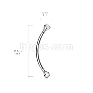 316L Surgical Steel Curved Barbell with Prong Set Round CZ Ends for... - Image 10