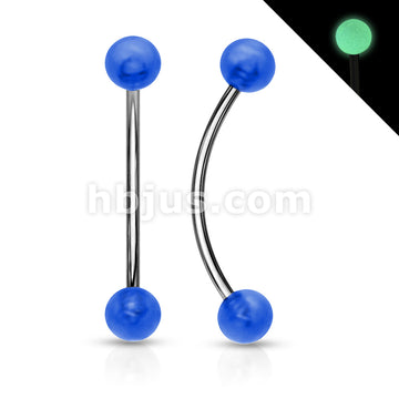 316L Surgical Steel Curved Barbell with Glow in the Dark Ball Ends for... - Image 4