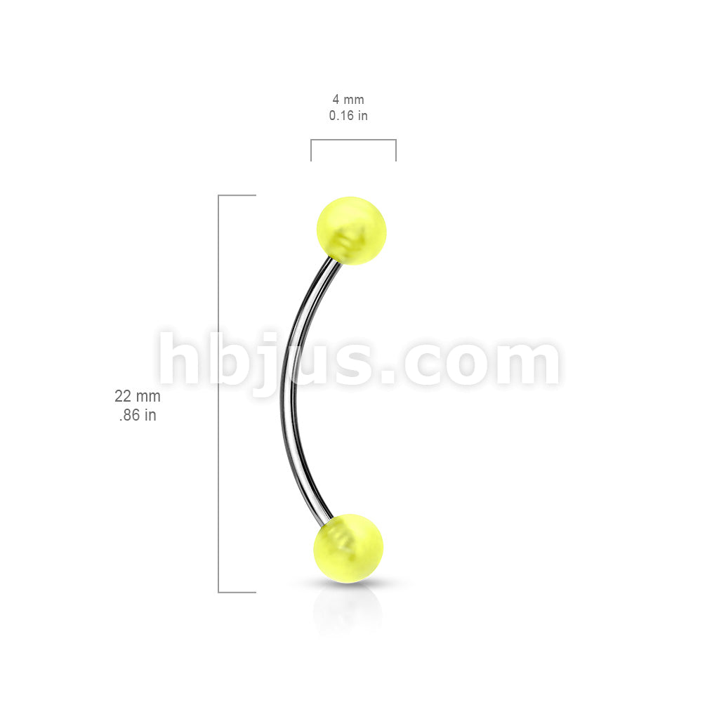 316L Surgical Steel Curved Barbell with Glow in the Dark Ball Ends for... - Image 7