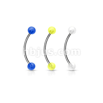 316L Surgical Steel Curved Barbell with Glow in the Dark Ball Ends for... - Image 8