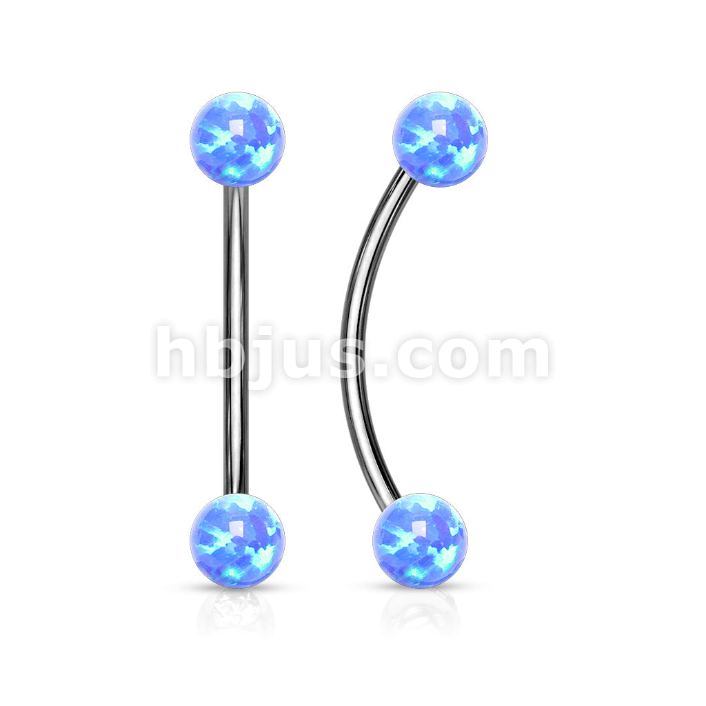Opal Ball Ends 316L Surgical Steel Curved Barbell for Snake Eye... - Image 3