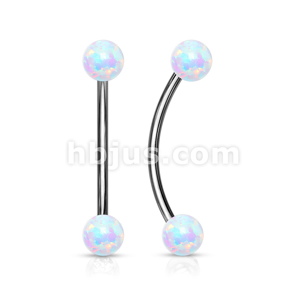 Opal Ball Ends 316L Surgical Steel Curved Barbell for Snake Eye... - Image 4