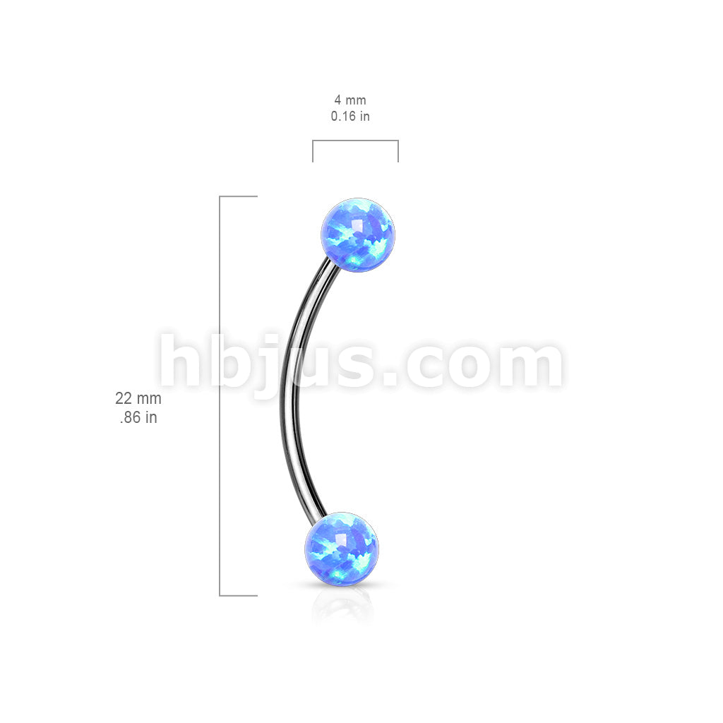 Opal Ball Ends 316L Surgical Steel Curved Barbell for Snake Eye... - Image 6