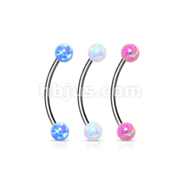 Opal Ball Ends 316L Surgical Steel Curved Barbell for Snake Eye... - Image 7