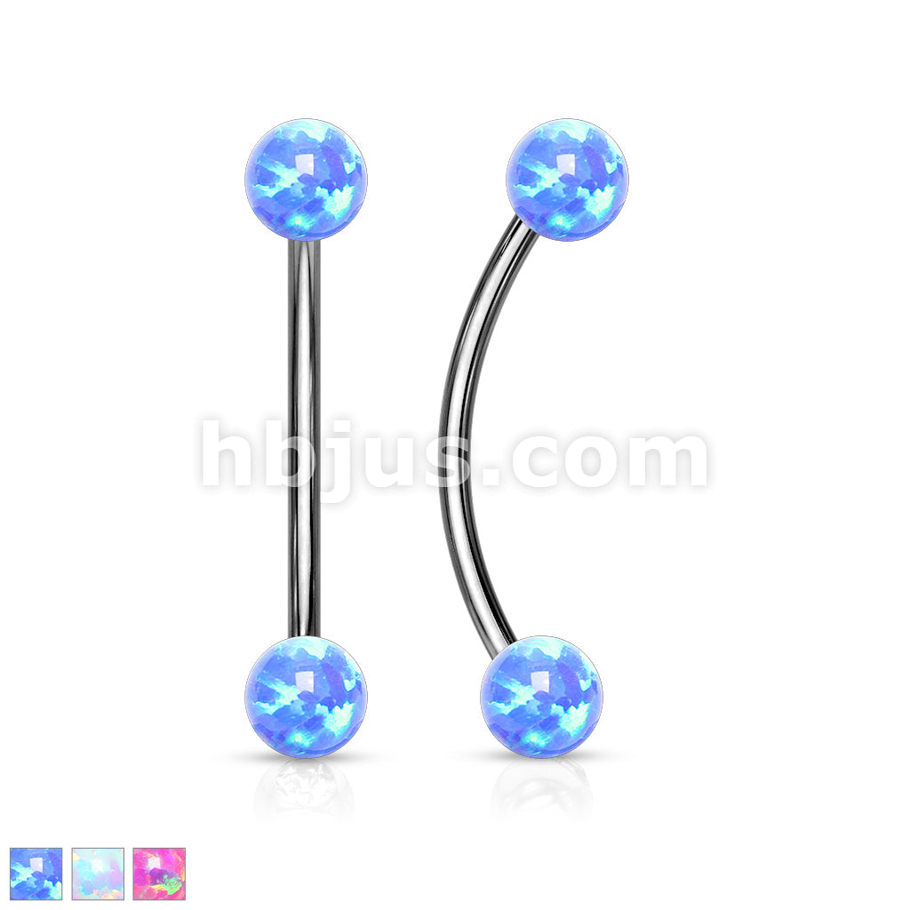 Opal Ball Ends 316L Surgical Steel Curved Barbell for Snake Eye... - Image 2