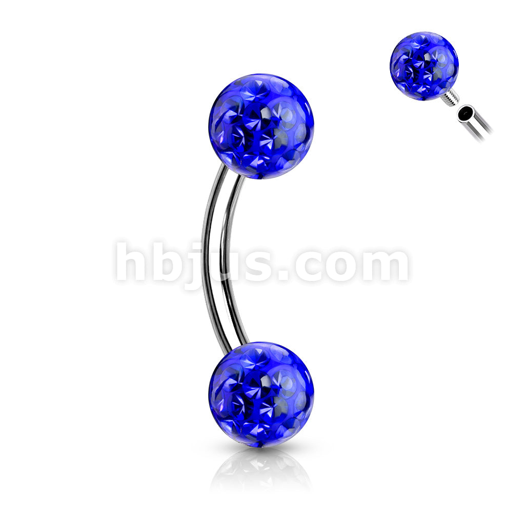 Internally Threaded 316L Surgical Steel Curved Eyebrow Barbells with... - Image 4
