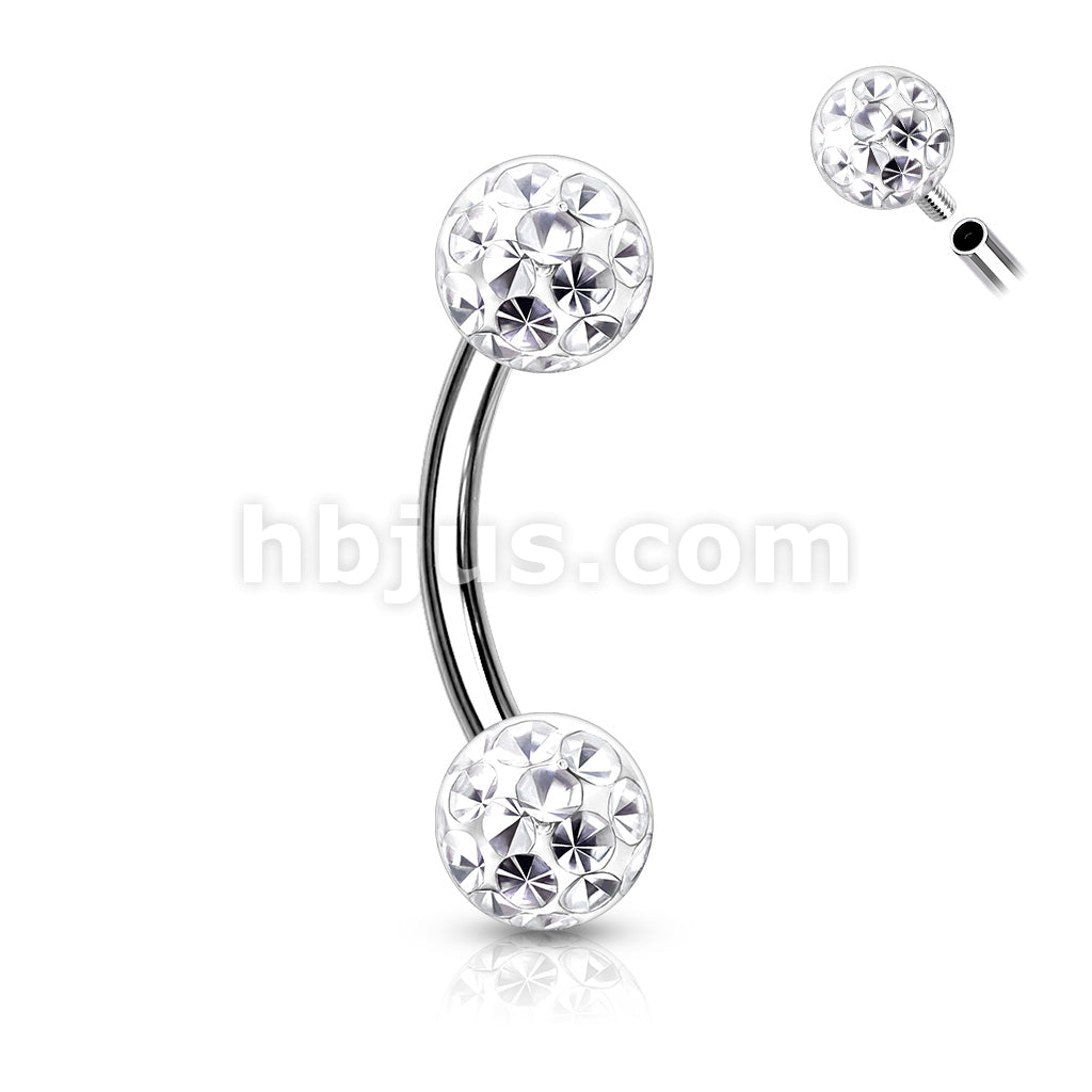 Internally Threaded 316L Surgical Steel Curved Eyebrow Barbells with... - Image 5