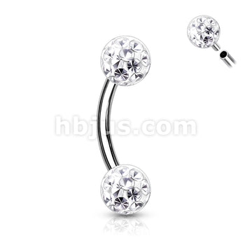Internally Threaded 316L Surgical Steel Curved Eyebrow Barbells with... - Image 5