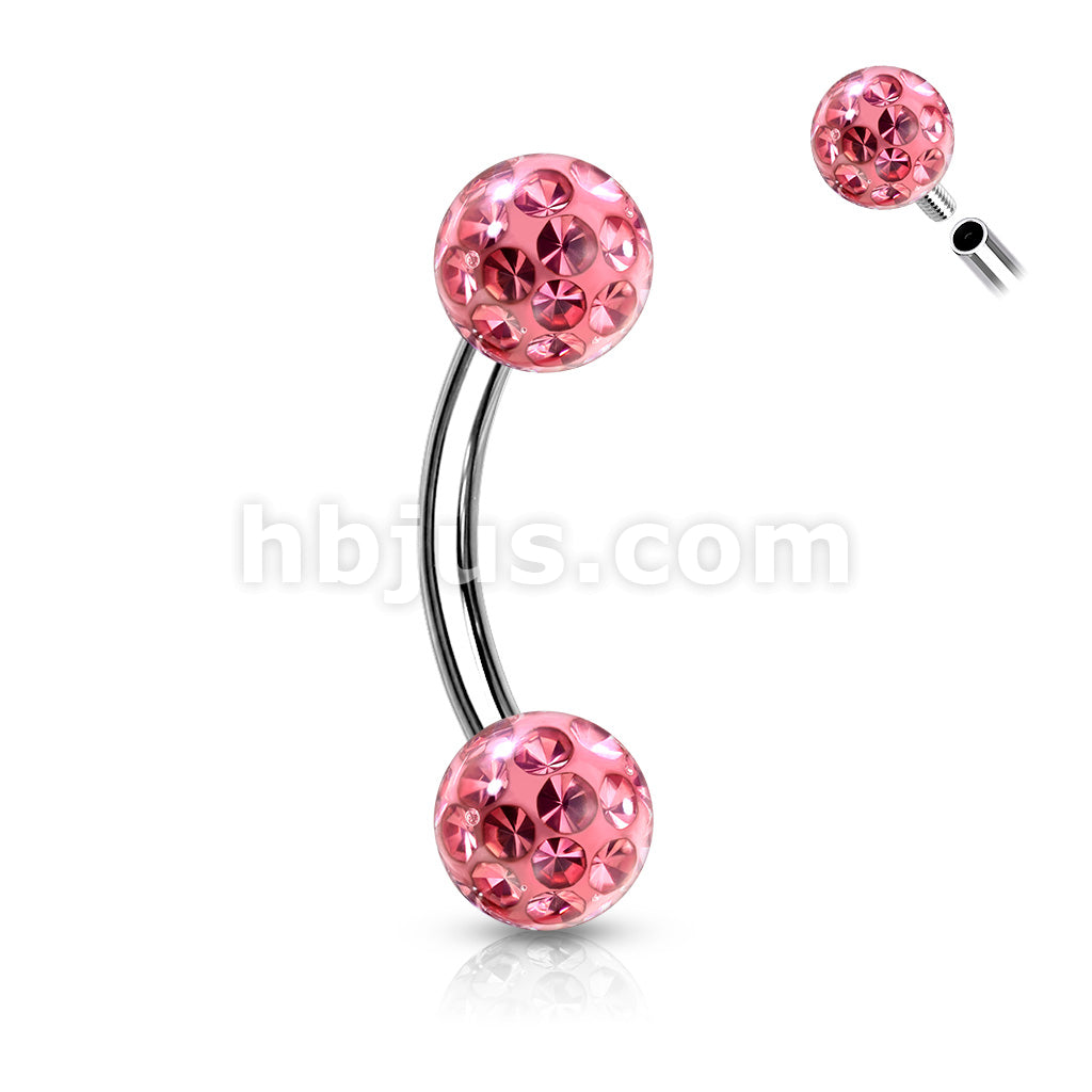 Internally Threaded 316L Surgical Steel Curved Eyebrow Barbells with... - Image 6