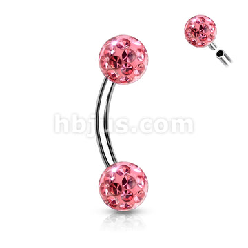 Internally Threaded 316L Surgical Steel Curved Eyebrow Barbells with... - Image 6