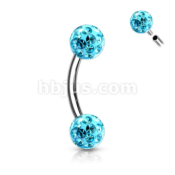 Internally Threaded 316L Surgical Steel Curved Eyebrow Barbells with... - Image 7