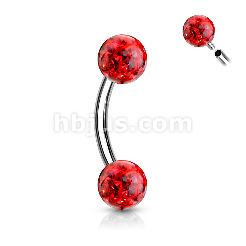 Internally Threaded 316L Surgical Steel Curved Eyebrow Barbells with... - Image 8