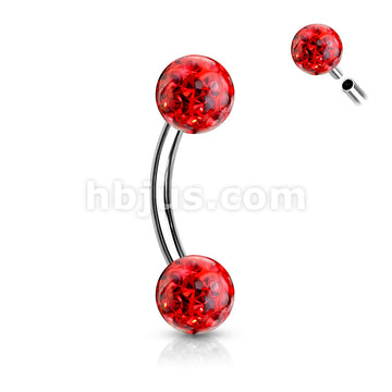 Internally Threaded 316L Surgical Steel Curved Eyebrow Barbells with... - Image 8