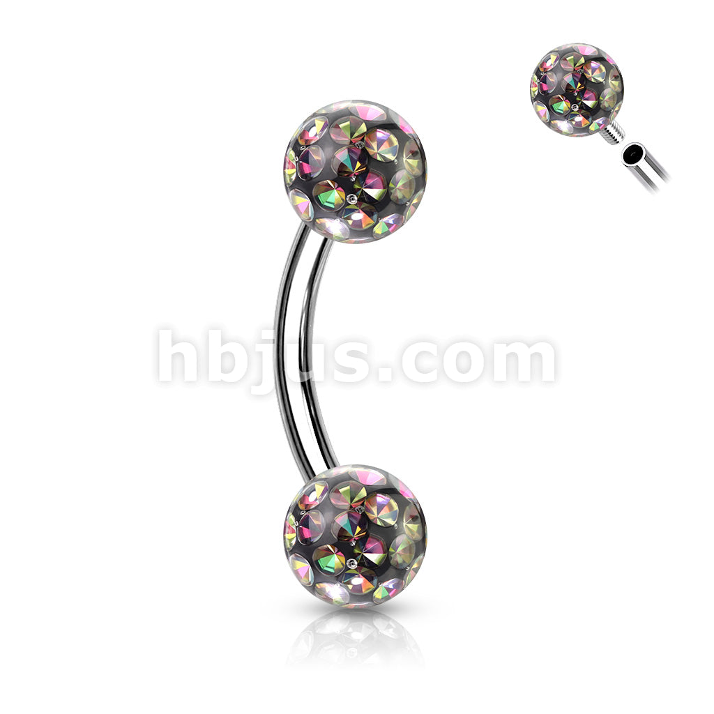 Internally Threaded 316L Surgical Steel Curved Eyebrow Barbells with... - Image 9