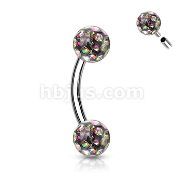 Internally Threaded 316L Surgical Steel Curved Eyebrow Barbells with... - Image 9