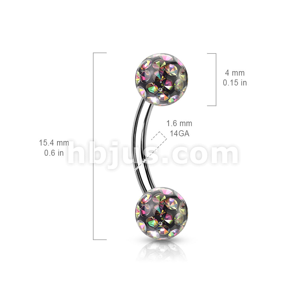 Internally Threaded 316L Surgical Steel Curved Eyebrow Barbells with... - Image 10