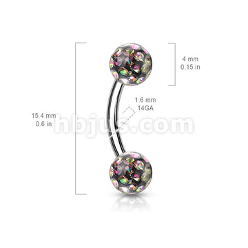 Internally Threaded 316L Surgical Steel Curved Eyebrow Barbells with... - Image 10