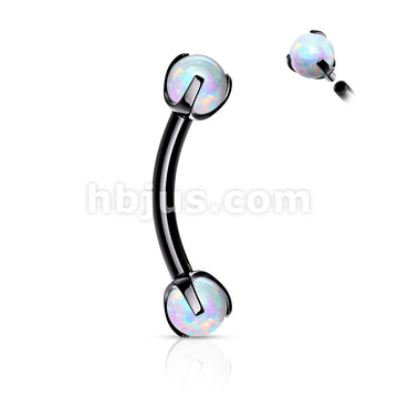 Claw Set Opals on Internally Threaded 316L Surgical Steel Eyebrow Barbells - Image 4
