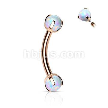 Claw Set Opals on Internally Threaded 316L Surgical Steel Eyebrow Barbells - Image 5