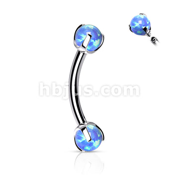 Claw Set Opals on Internally Threaded 316L Surgical Steel Eyebrow Barbells - Image 6