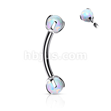 Claw Set Opals on Internally Threaded 316L Surgical Steel Eyebrow Barbells - Image 7