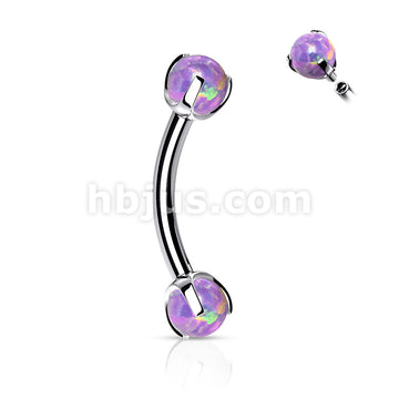 Claw Set Opals on Internally Threaded 316L Surgical Steel Eyebrow Barbells - Image 8