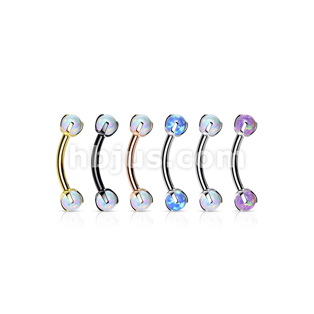 Claw Set Opals on Internally Threaded 316L Surgical Steel Eyebrow Barbells - Image 10