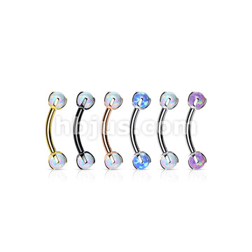 Claw Set Opals on Internally Threaded 316L Surgical Steel Eyebrow Barbells - Image 10