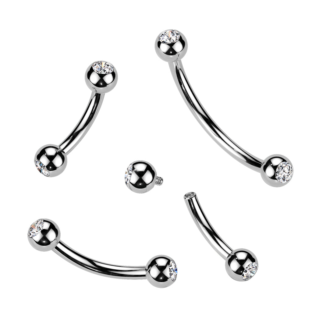 316L Surgical Steel Press Fit Jewel Set Balls Internally Threaded...