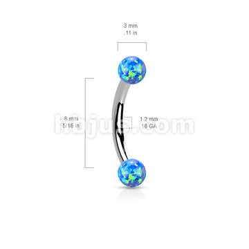 Synthetic Opal 316L Surgical Steel Internally Threaded Curved Eyebrow... - Image 7