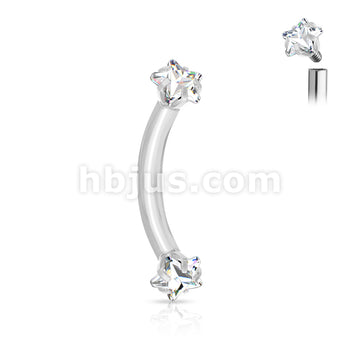 Prong Set Star CZ Ends Internally Threaded 316L Surgical Steel Curved... - Image 3