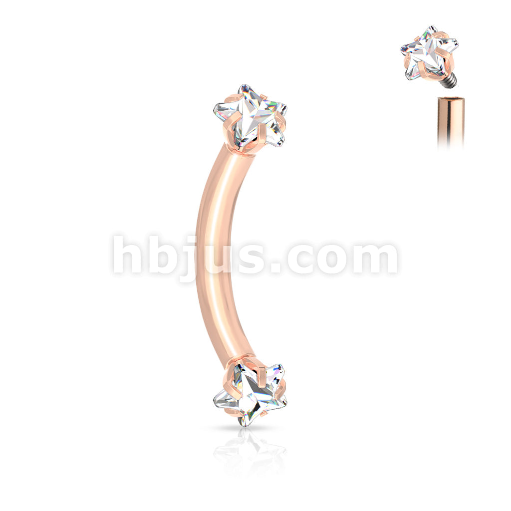 Prong Set Star CZ Ends Internally Threaded 316L Surgical Steel Curved... - Image 5