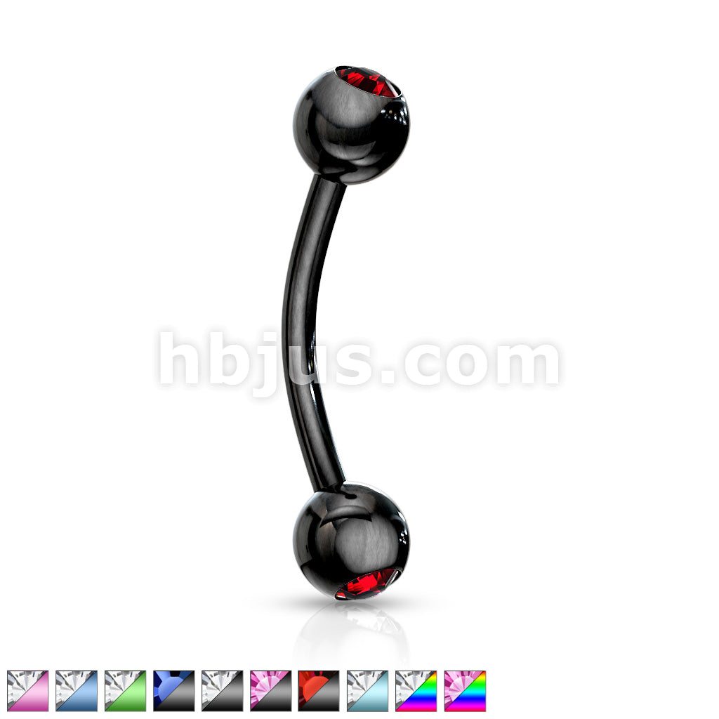 316L Surgical Steel 2-Press Fit Gem Balls Titanium IP Over 316L... - Image 2