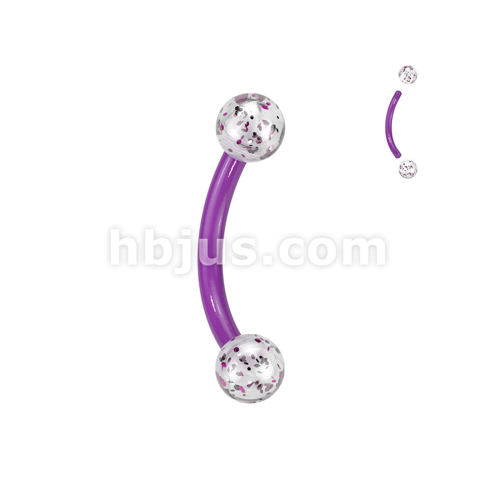 24 Pc Assorted Pack of Bioflex Curved Barbells With Acrylic Glitter Balls - Image 2