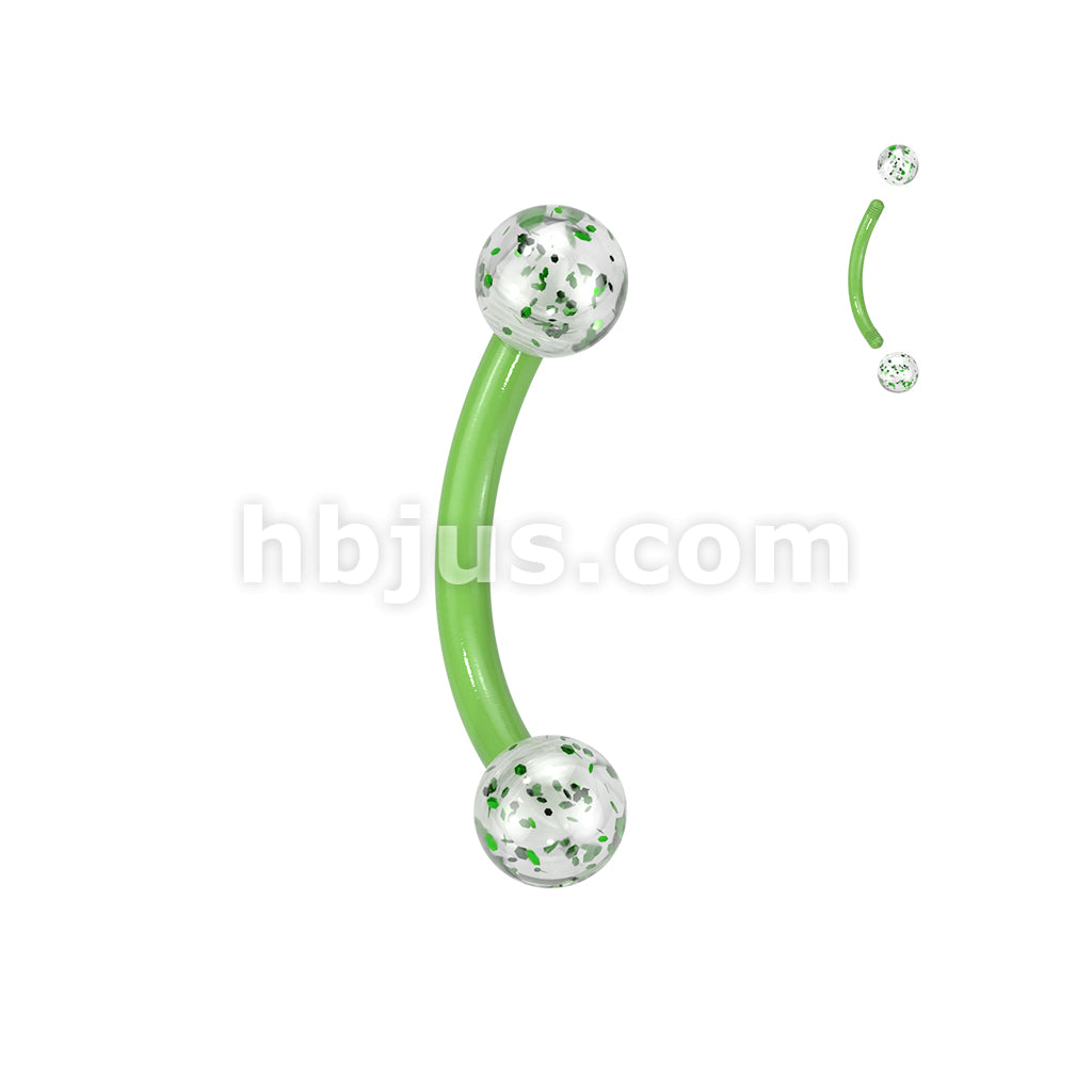24 Pc Assorted Pack of Bioflex Curved Barbells With Acrylic Glitter Balls - Image 5