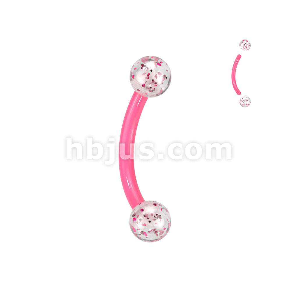 24 Pc Assorted Pack of Bioflex Curved Barbells With Acrylic Glitter Balls - Image 6