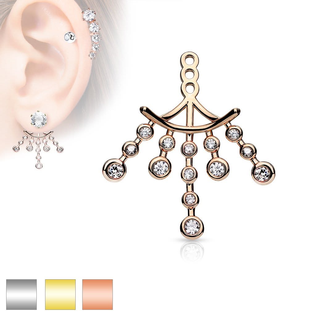 CZ Set Chandelier Earring Jacket / Cartilage Stud Add on Dangle