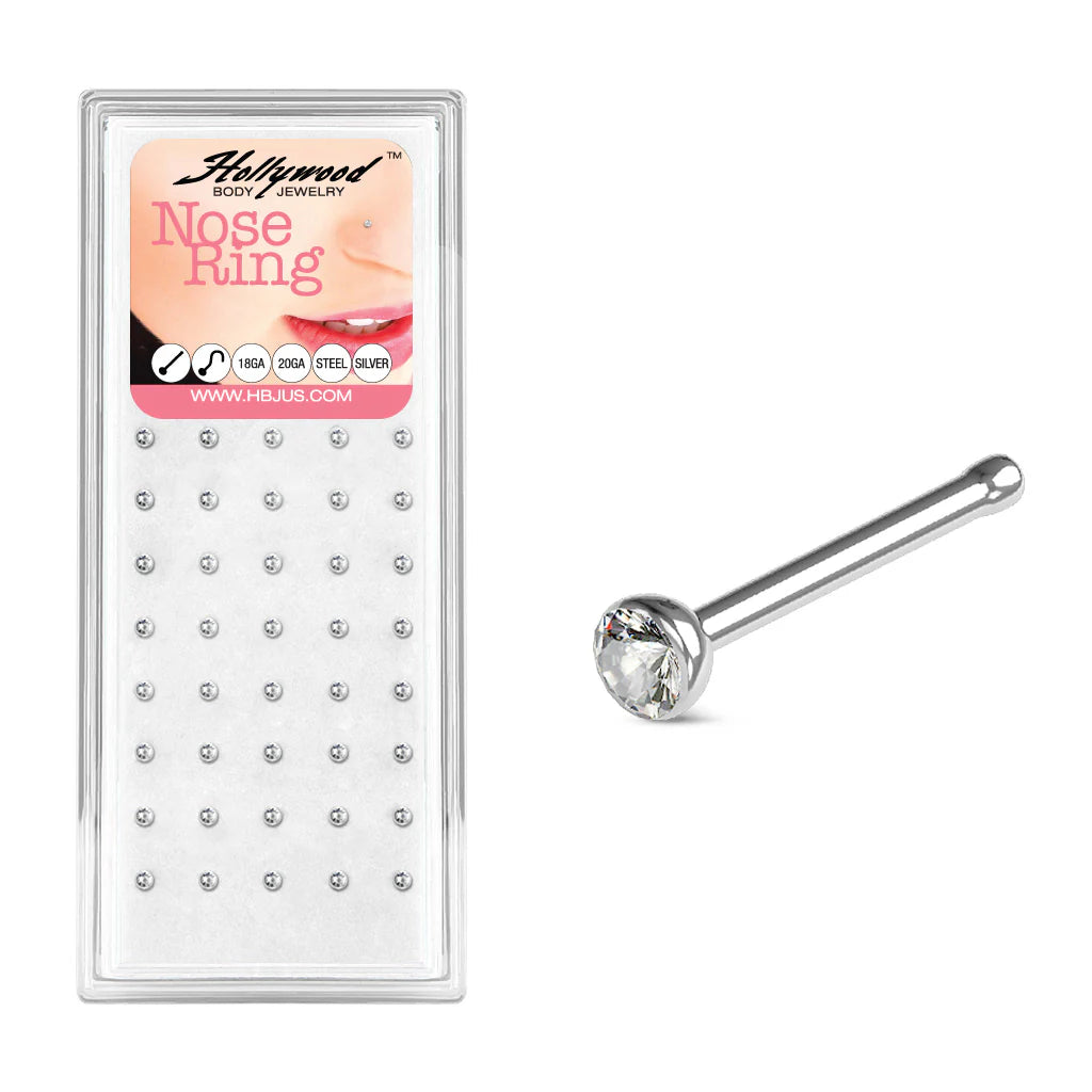 Clear Gem 316L Surgical Steel Nose Bone