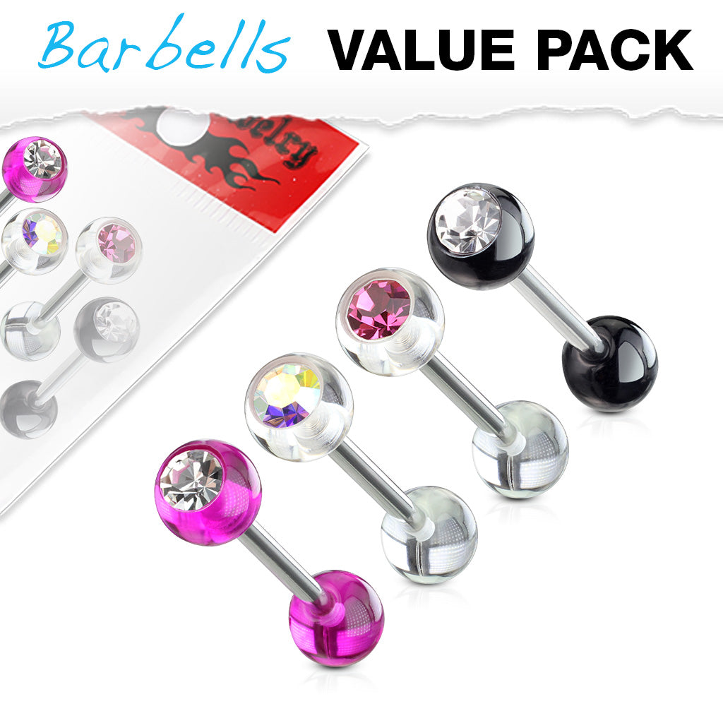 Color Barbells with Acrylic Gem Ball