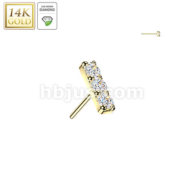 14Kt Gold 14K Gold Threadless Bar Top With 3 Prong Set Lab Grown Diamonds - Image 2
