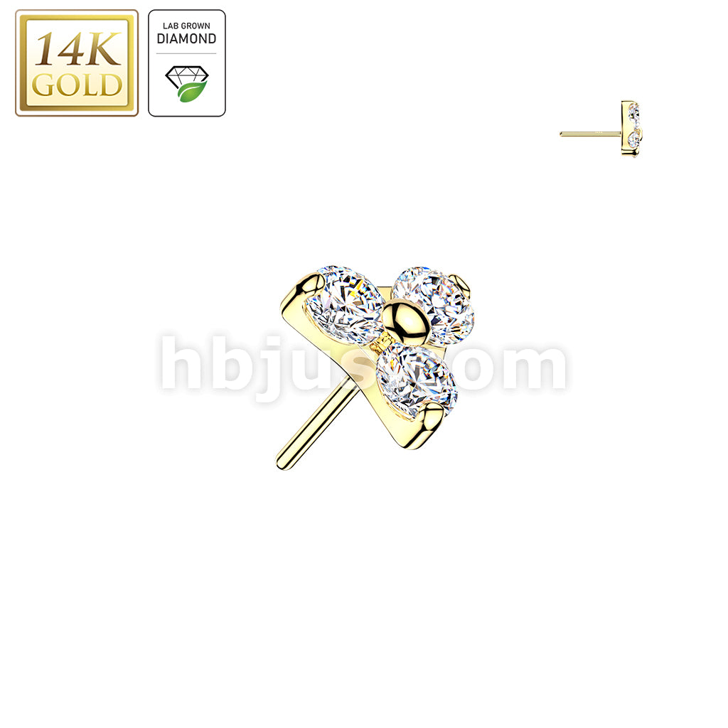 14Kt Gold 14K Gold Threadless Trinity Top With 3 Lab Grown Diamonds - Image 2