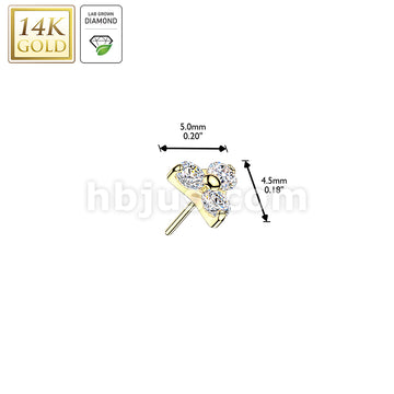 14K Gold Threadless Trinity Top With 3 Lab Grown Diamonds - Image 3
