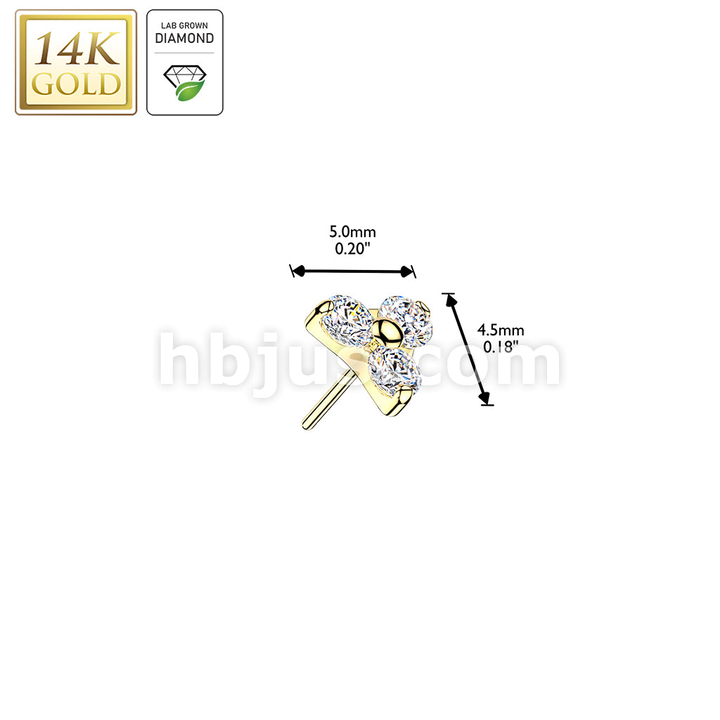 14Kt Gold 14K Gold Threadless Trinity Top With 3 Lab Grown Diamonds - Image 3