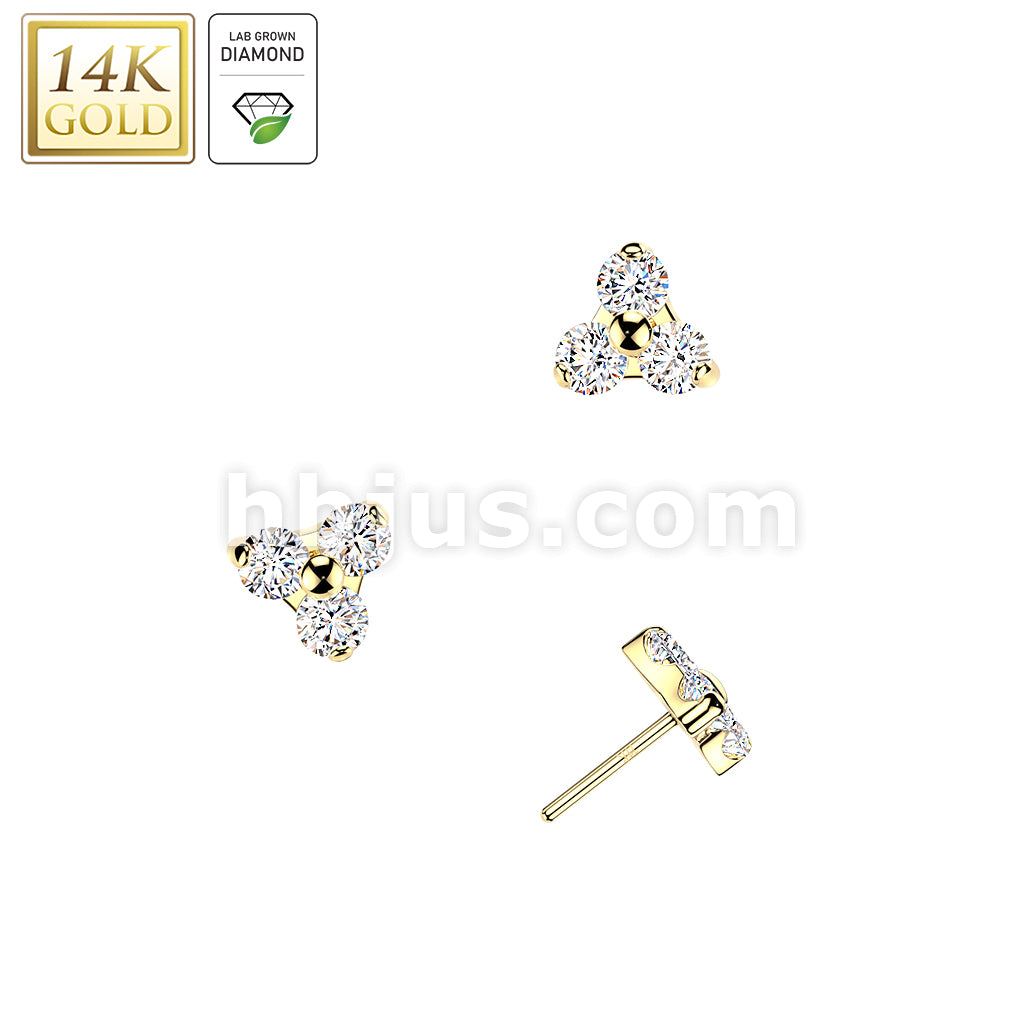 14Kt Gold 14K Gold Threadless Trinity Top With 3 Lab Grown Diamonds