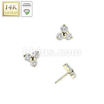 14Kt Gold 14K Gold Threadless Trinity Top With 3 Lab Grown Diamonds